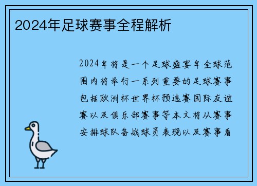 2024年足球赛事全程解析